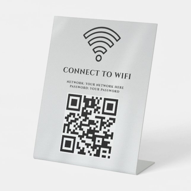Geschäfts-WLAN-Netzwerk-QR-Code personalisiert Sockelschild (Vorderseite)