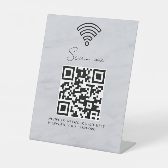 Geschäfts-WLAN-Netzwerk-QR-Code personalisiert Sockelschild (Vorderseite)