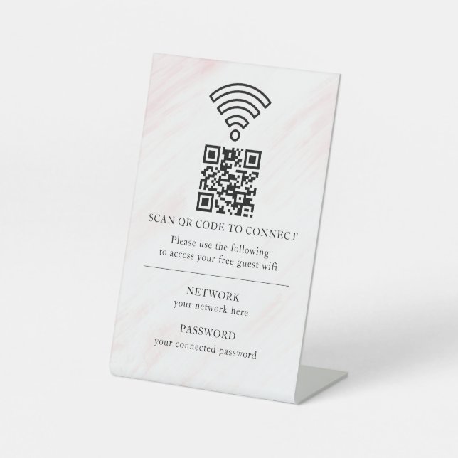 Geschäfts-WLAN-Netzwerk-QR-Code personalisiert Sockelschild (Vorderseite)