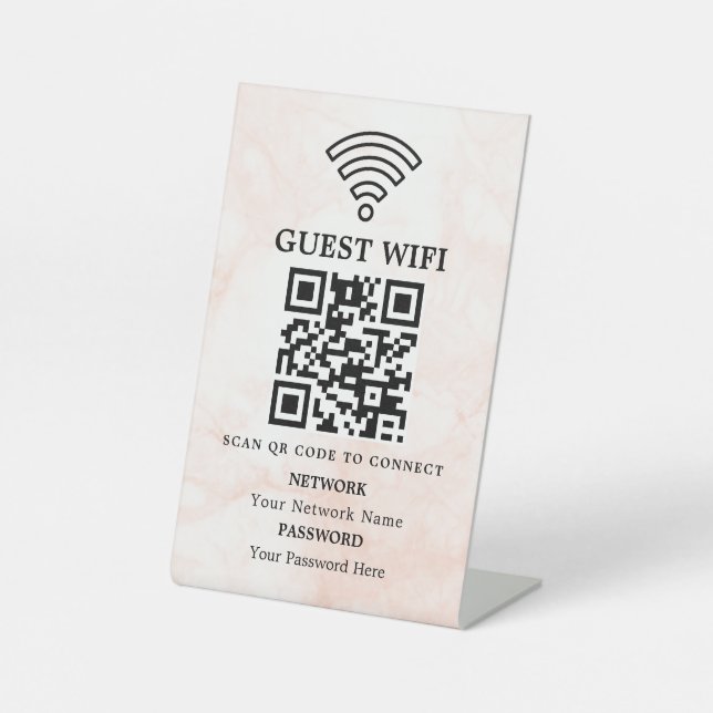 Geschäfts-WLAN-Netzwerk-QR-Code personalisiert Sockelschild (Vorderseite)