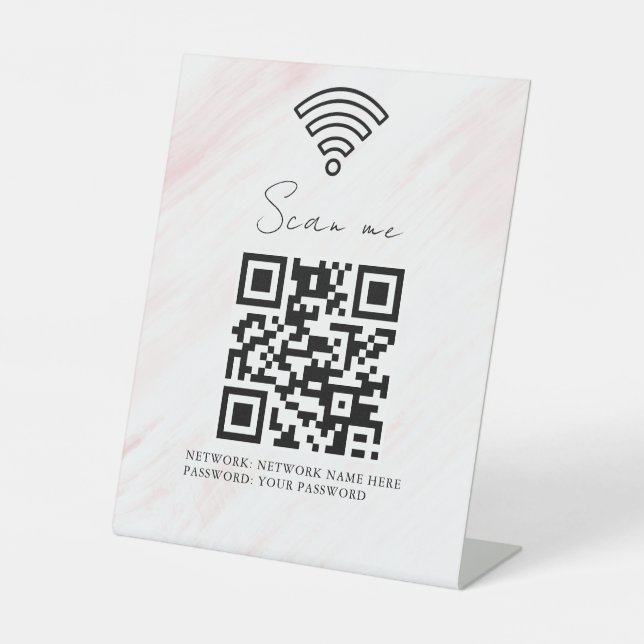 Geschäfts-WLAN-Netzwerk-QR-Code personalisiert Sockelschild (Vorderseite)