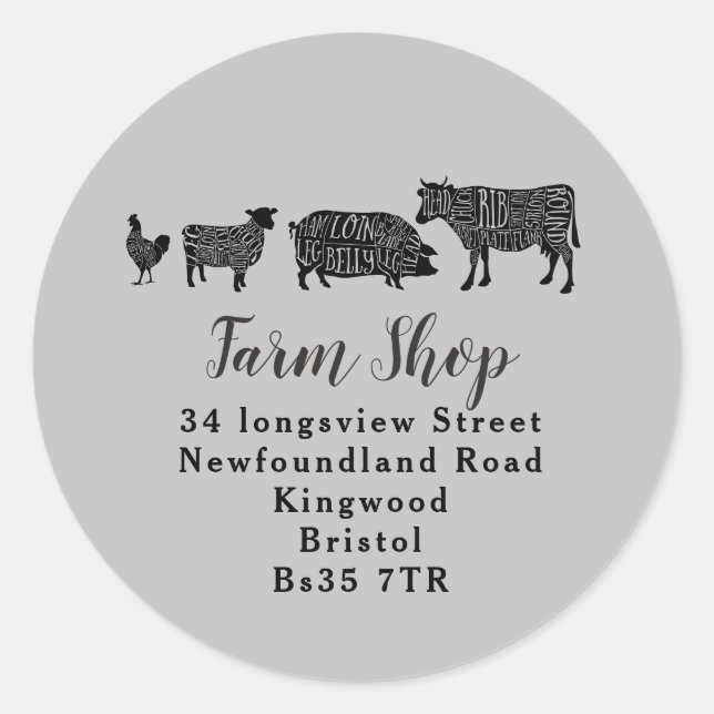 Geschäftsadresse Bauer Einzelhandelsunternehmen Runder Aufkleber (Vorderseite)