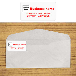 Geschäftsadresse-Label mit rotem Text Adressaufkleber