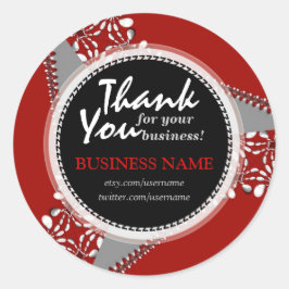 Geschäftsbedankung: Fett Rot + Silber Aufkleber