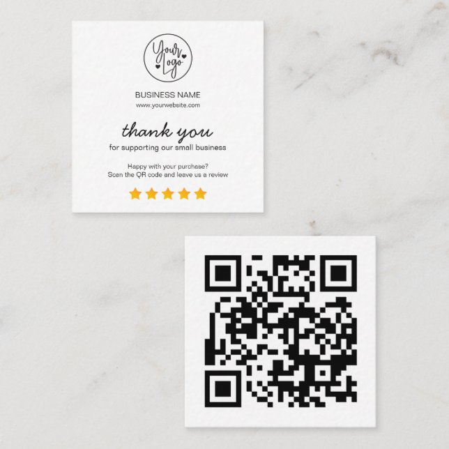Geschäftsbericht QR Code Review Link Quadratische Visitenkarte (Vorne/Hinten)