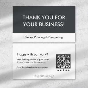 Geschäftsbewertung Dankeschön QR-Code Grau Weiß Empfehlungskarte