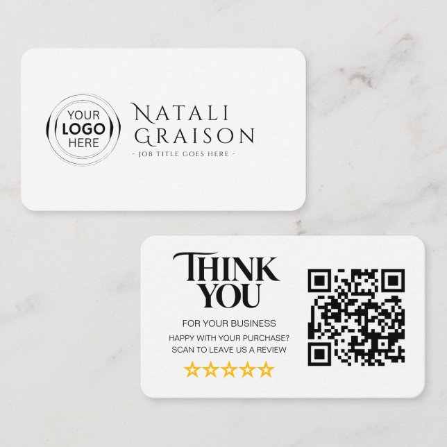 Geschäftsbewertungen QR-Code Bewertungslink Karte (Vorne/Hinten)