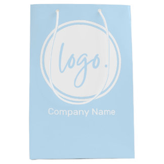 GESCHÄFTSBRANCHE MIT FirmenNAME & LOGO AUF BLAUE Mittlere Geschenktüte