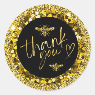 Geschäftsdanken: Elegantes Schwarz und Gold Runder Aufkleber