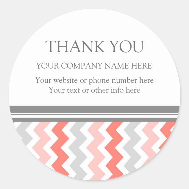 Geschäftsdanken Firmenname Coral Zickzack Runder Aufkleber (Vorderseite)