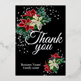 Geschäftsdanken Floral Poinsettia Folien Feiertagskarte