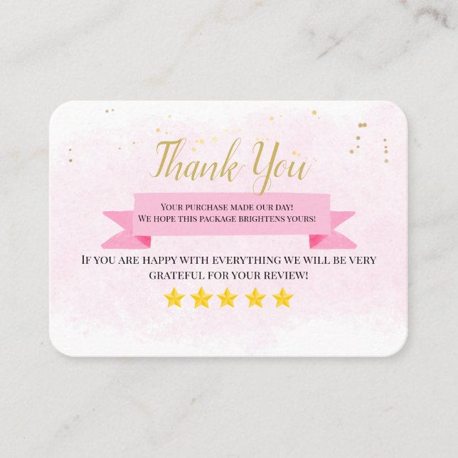 Geschäftsdanken hausgemachte rosa Aquarell Visitenkarte (Vorderseite)