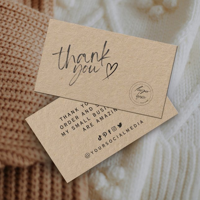 Geschäftsdanken Papier Visitenkarte (Business Thank You Craft Paper Business Card #kraftpaperthankyou #purchasecard #supporting #modern)