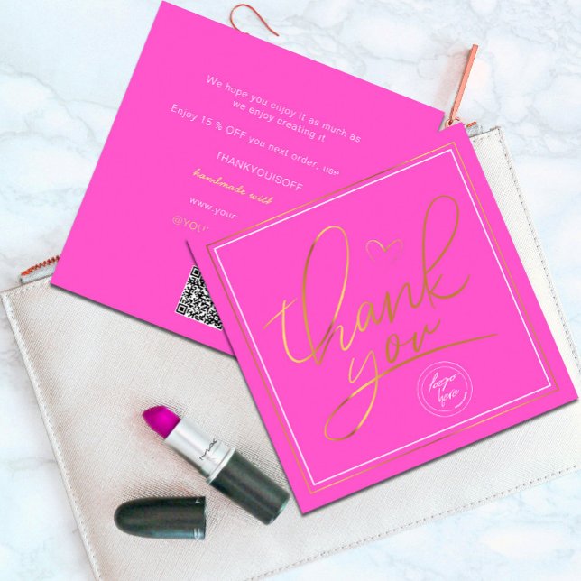 Geschäftsdanken Sie elegant Rosa und Gold (Professional Business Thank You Elegant Pink Gold Card. Send and extra special THANK YOU message)