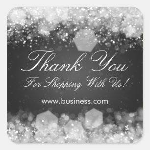 Geschäftsdanken Sie Sparkling Night Black Quadratischer Aufkleber