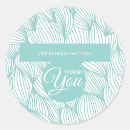 Geschäftsdanken Soft Blue und White Botanic Runder Aufkleber
