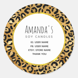 Geschäftsfeld "Wild & Exotic Leopard Print Pattern Runder Aufkleber