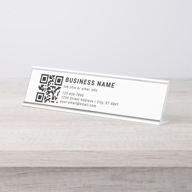 Geschäftsfördernder QR-Code Schreibtischnamensplakette (Vorderseite )