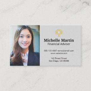 Geschäftsfrau   Logo "Financial Money Tree" Visitenkarte