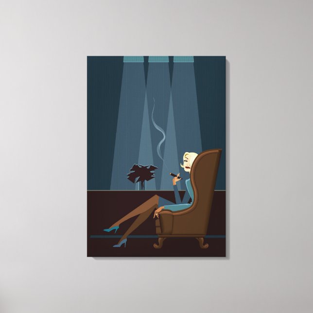 Geschäftsfrau Rauchen Auto Leinwanddruck (Vorderseite)