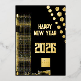 Geschäftsfreudiges New Year 2026-Logo für den städ Folien Feiertagskarte