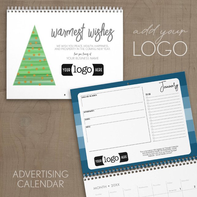 Geschäftsgruß mit Logo-Geschenk Kalender (Advertising Calendar - add a logo and business contact information)