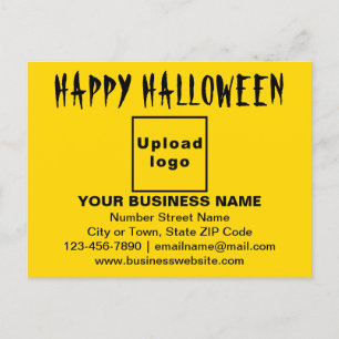 GeschäftsHalloween-Gruß auf der gelben Postkarte