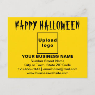 GeschäftsHalloween-Gruß auf der gelben Postkarte