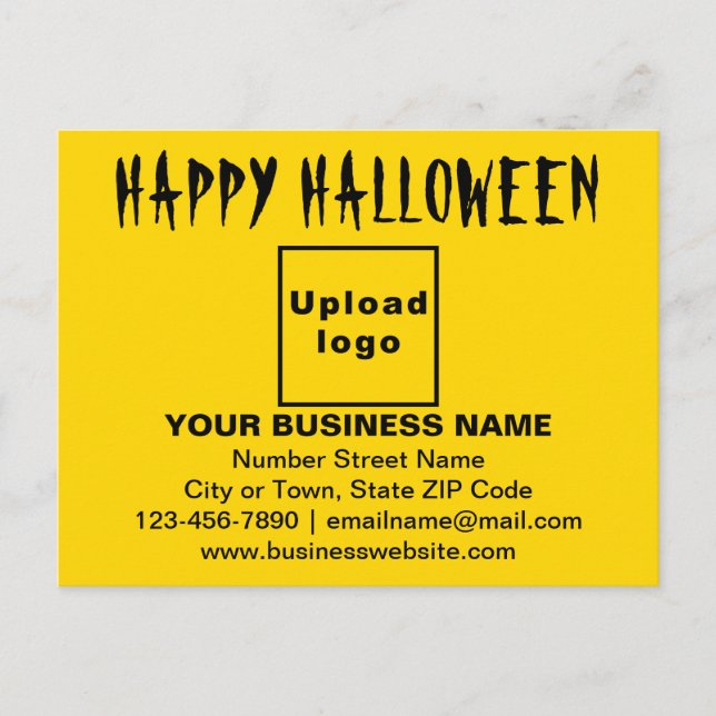 GeschäftsHalloween-Gruß auf der gelben Postkarte (Vorderseite)
