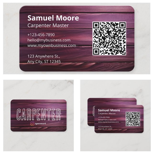 Geschäftsinformationen QR-Code Schreiner Visitenkarte (Business Info QR Code Carpenter Business Card
)
