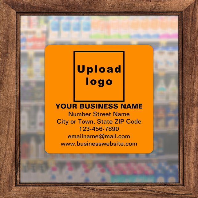 Geschäftsinformationen zu Orange Large Square Viny Aufkleber (Advertise your business. Your business brand on orange color square vinyl sticker.)