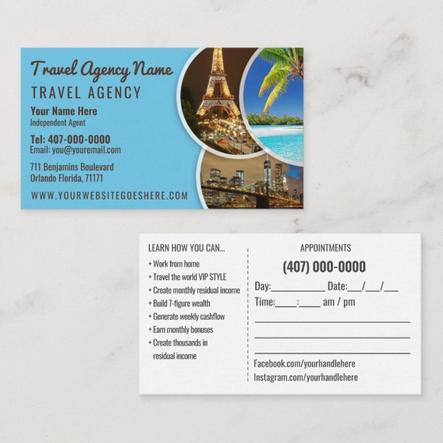Geschäftskarte für den Agent Travel Template Visitenkarte (Vorne/Hinten)