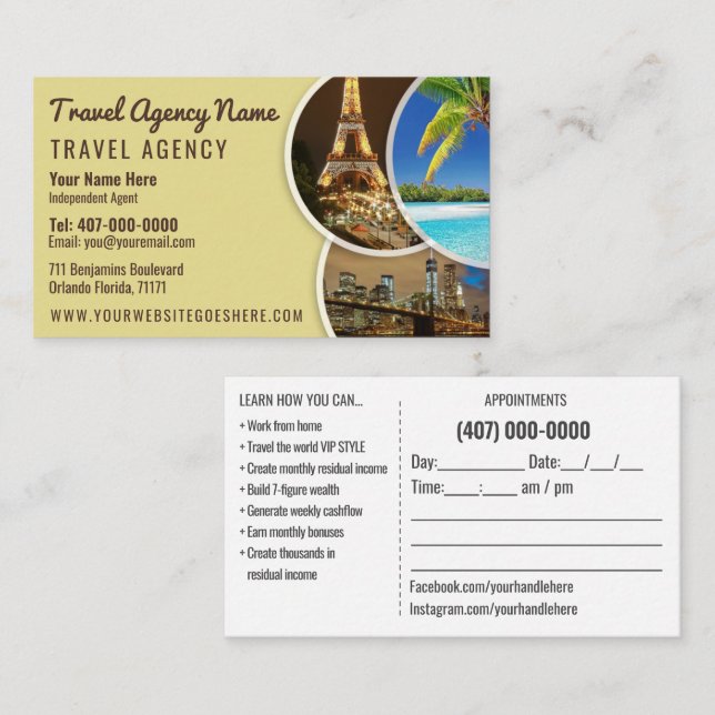 Geschäftskarte für den Agent Travel Template Visitenkarte (Vorne/Hinten)