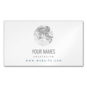 GESCHÄFTSKARTE MAGNET: ANTIQUE WELTKARTE MAGNETISCHE VISITENKARTE