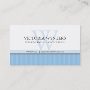GESCHÄFTSKARTE - moderne, blass blaue Monogramm Visitenkarte