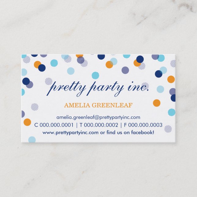 GESCHÄFTSKARTE :: stilvolle Konfetti Marine aqua o Visitenkarte (Vorderseite)