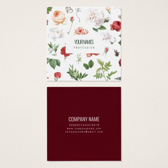 GESCHÄFTSKARTE: "VINTAGE BLUME" (Vorne & Hinten)