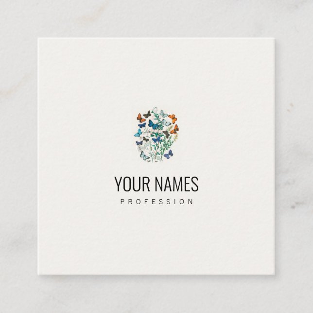 GESCHÄFTSKARTE: VINTAGE SCHALTFLÄCHE QUADRATISCHE VISITENKARTE (Vorderseite)