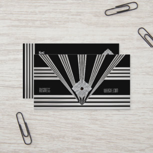 Geschäftskarten Art Deco schwarzer Streifen Silber Visitenkarte