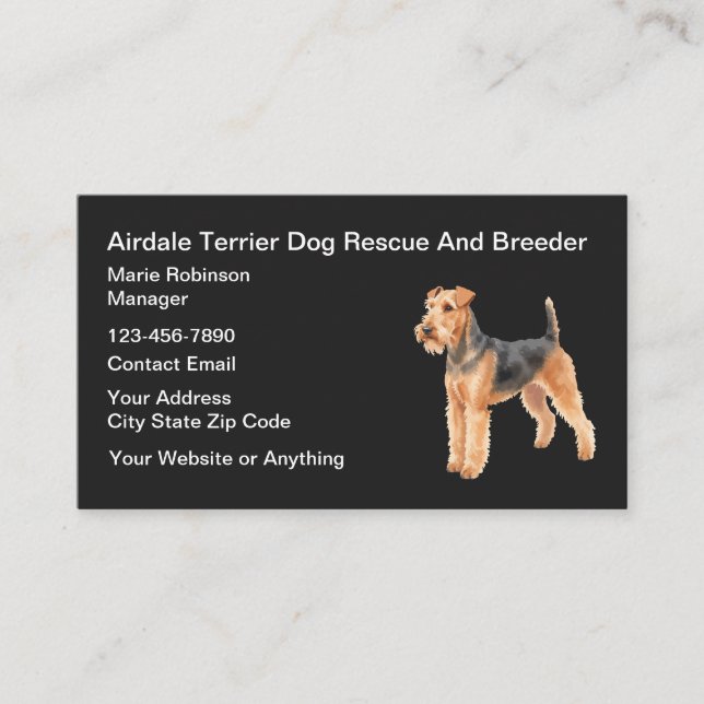 Geschäftskarten für Airdale Terrier Rettung oder Z Visitenkarte (Vorderseite)