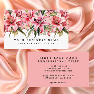 Geschäftskarten mit rosa Lilienblüten Visitenkarte