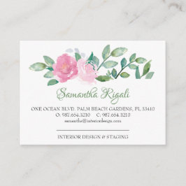 Geschäftskarten mit rosa und grünen Blumen Begleitkarte