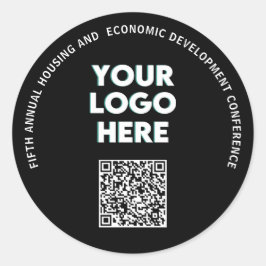 Geschäftskonferenz benutzerdefiniertes Logo QR  Runder Aufkleber