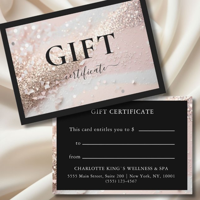 GESCHÄFTSKONTROLLBESCHEINIGUNG | GLITZER | (PERSONALIZED BUSINESS GIFT CERTIFICATE | modern, glitter & black.)
