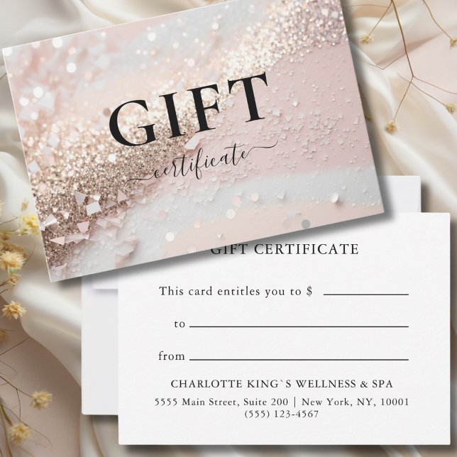 GESCHÄFTSKONTROLLBESCHEINIGUNG | Modern | GLITZER (PERSONALIZED BUSINESS GIFT CERTIFICATE | Ribbon | Glitter)