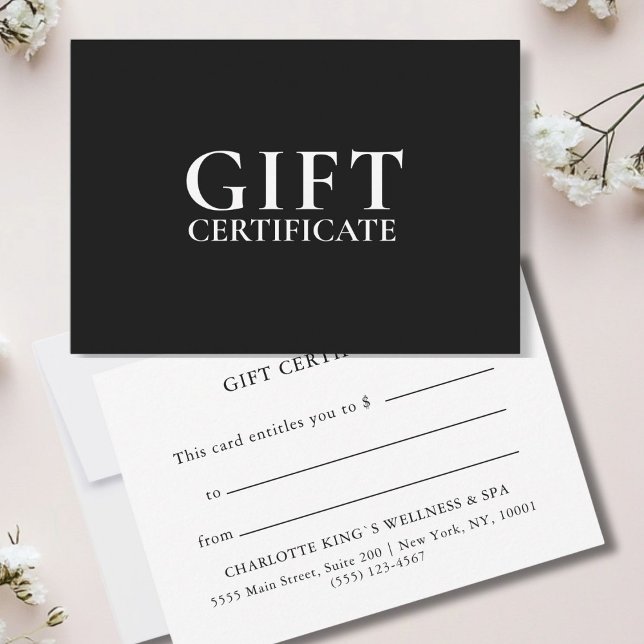 GESCHÄFTSKONTROLLBESCHEINIGUNG | Modern | Minimal| (BLACK BUSINESS GIFT CERTIFICATE | Modern | Minimal|)
