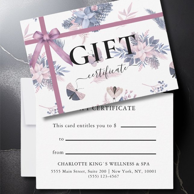 GESCHÄFTSKONTROLLBESCHEINIGUNG | Modern | Ribbon | (BUSINESS GIFT CERTIFICATE | modern, minimal, ribbon & Christmas pattern.)