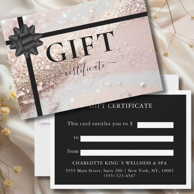 GESCHÄFTSKONTROLLBESCHEINIGUNG | Ribbon | GLITZER (PERSONALIZED BUSINESS GIFT CERTIFICATE | Ribbon | Glitter)
