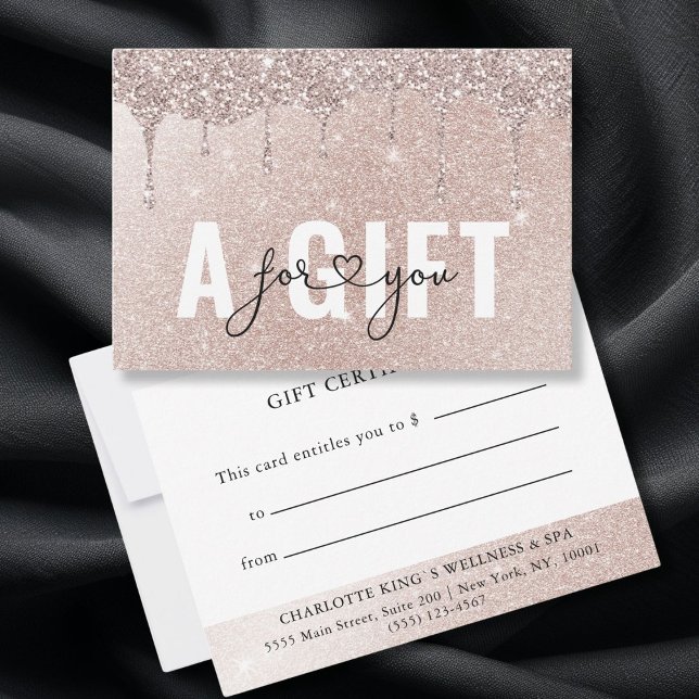 GESCHÄFTSKONTROLLBESCHEINIGUNG | Rosegold Glitzer  (BUSINESS GIFT CERTIFICATE | Rosegold Glitter Drop)