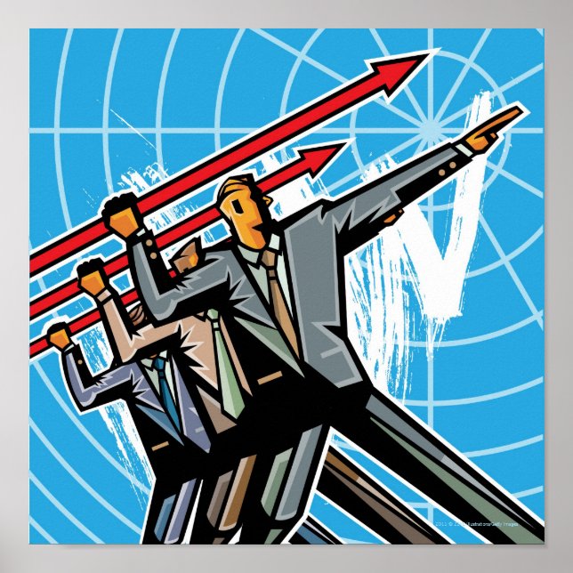 Geschäftsleute werfen Pfeilzeichen Poster (Vorne)